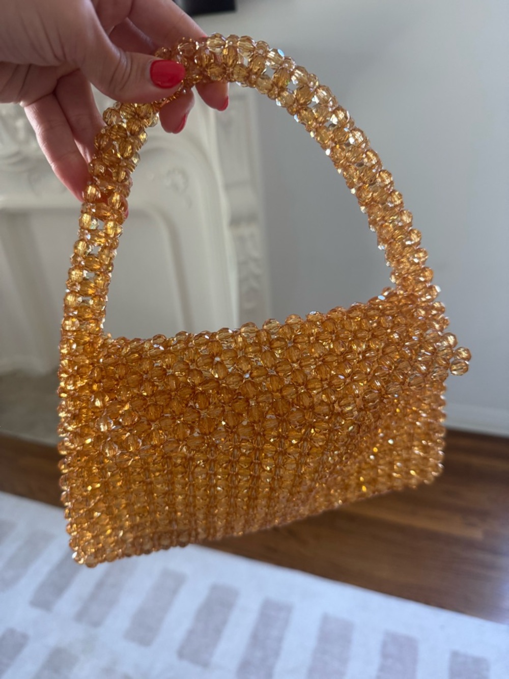 Melie Bianco "Sherry" Beaded Top Handle Bag in Citrine